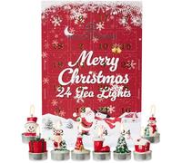 Deco Express Advent Calendar 2025 3D Candles, 24 Christmas-Themed Tea Lights Wax Figures, Gift Set Unscented Festive Home Decor, 2.5Hr Burn Time (3D Xmas Tealights)