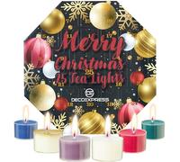 Deco Express Candle Advent Calendar 2025, Christmas Decorations 25 Tea Lights Ceramic Holder, Scented Gift Set, Festive Home Decor, 6 Hr Burn (Scented Tealights)
