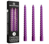 DECO EXPRESS Candles, Pack of 3 Dinner Candles, Non Drip Twisted & Non Scented, Long 6 Hours Burning Time, Cosy Home Decor, Birthday, Valentine’s Day & Mother’s Day Gift Idea (Purple, Pack of 3)