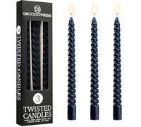 DECO EXPRESS Candles, Pack of 3 Dinner Candles, Non Drip Twisted & Non Scented, Long 6 Hours Burning Time, Cosy Home Decor, Birthday, Valentine’s Day & Mother’s Day Gift Idea (Blue, Pack of 3)