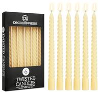 DECO EXPRESS Candles, Pack of 6 Dinner Candles, Non Drip Twisted & Non Scented, Long 6 Hours Burning Time, Cosy Home Decor, Valentine’s Day & Mother’s Day Gifts (Ivory, Pack of 6)