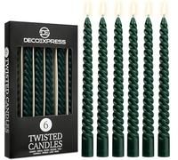 DECO EXPRESS Candles, Pack of 6 Dinner Candles, Non Drip Twisted & Non Scented, Long 6 Hours Burning Time, Cosy Home Decor, Valentine’s Day & Mother’s Day Gifts (Green, Pack of 6)