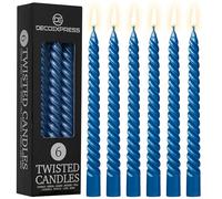 DECO EXPRESS Candles, Pack of 6 Dinner Candles, Non Drip Twisted & Non Scented, Long 6 Hours Burning Time, Cosy Home Decor, Valentine’s Day & Mother’s Day Gifts (Metallic Blue, Pack of 6)