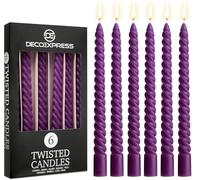DECO EXPRESS Candles, Pack of 6 Dinner Candles, Non Drip Twisted & Non Scented, Long 6 Hours Burning Time, Cosy Home Decor, Valentine’s Day & Mother’s Day Gifts (Purple, Pack of 6)