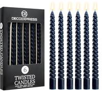 DECO EXPRESS Candles, Pack of 6 Dinner Candles, Non Drip Twisted & Non Scented, Long 6 Hours Burning Time, Cosy Home Decor, Valentine’s Day & Mother’s Day Gifts (Blue, Pack of 6)