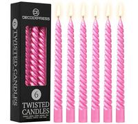 DECO EXPRESS Candles, Pack of 6 Dinner Candles, Non Drip Twisted & Non Scented, Long 6 Hours Burning Time, Cosy Home Decor, Valentine’s Day & Mother’s Day Gifts (Metallic Pink, Pack of 6)