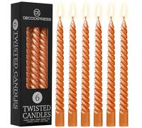 DECO EXPRESS Candles, Pack of 6 Dinner Candles, Non Drip Twisted & Non Scented, Long 6 Hours Burning Time, Cosy Home Decor, Valentine’s Day & Mother’s Day Gifts (Metallic Orange, Pack of 6)