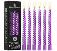 DECO EXPRESS Candles, Pack of 6 Dinner Candles, Non Drip Twisted & Non Scented, Long 6 Hours Burning Time, Cosy Home Decor, Valentine’s Day & Mother’s Day Gifts (Metallic Purple, Pack of 6)