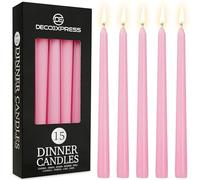 DECO EXPRESS Candles Set Classic Dripless Tapered Metallic Unscented 8H Burning Time, Decorative Dinner Candles for Restaurant Home Christmas (Baby Pink, 15 Pack)