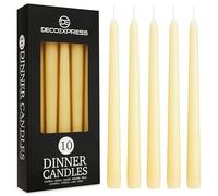 DECO EXPRESS Candles Set, Pack of 10 Classic Dripless Tapered Metallic Dinner Candles, Unscented with 8 Hours Burning Time, Home, Valentine’s Day & Mother’s Day Decor Idea (Ivory, 10 Pack)