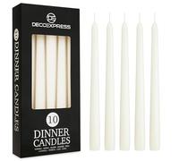 DECO EXPRESS Candles Set, Pack of 10 Classic Dripless Tapered Metallic Dinner Candles, Unscented with 8 Hours Burning Time, Home, Valentine’s Day & Mother’s Day Decor Idea (White, 10 Pack)