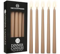 DECO EXPRESS Candles Set, Pack of 15 Classic Dripless Tapered Metallic Dinner Candles, Unscented with 8 Hours Burning Time, Home, Valentine’s Day & Mother’s Day Decor Idea (Cappuccino, 15 Pack)