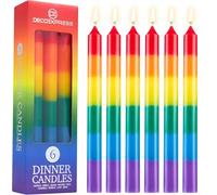 DECO EXPRESS Candles Set, Pack of 6 Classic Dripless Tapered Metallic Dinner Candles, Unscented with 8 Hours Burning Time, Home, Valentine’s Day & Mother’s Day Decor Idea (Multi, 6 Pack)