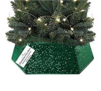 DECO EXPRESS Christmas Tree Skirt, Sequin Tree Base Cover, Sparkly Collar for Christmas Decorations, Festive Decor for Xmas Party, 68 x 25cm (Green Sequin)