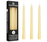 DECO EXPRESS Dinner Candles, Pack of 3 or 6 Twisted Non Drip Spiral Candles, 6 Hours Burn Time Coloured & Non Scented, Mother’s Day & Dinner Decor Idea (Ivory, Pack of 3)