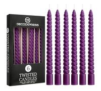 DECO EXPRESS Dinner Candles, Pack of 3 or 6 Twisted Non Drip Spiral Candles, 6 Hours Burn Time Coloured & Non Scented, Mother’s Day & Dinner Decor Idea (Purple, Pack of 6)