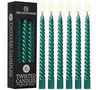 DECO EXPRESS Dinner Candles, Pack of 3 or 6 Twisted Non Drip Spiral Candles, 6 Hours Burn Time Coloured & Non Scented, Mother’s Day & Dinner Decor Idea (Metallic Pine, Pack of 6)