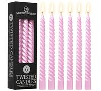 DECO EXPRESS Dinner Candles, Pack of 3 or 6 Twisted Non Drip Spiral Candles, 6 Hours Burn Time Coloured & Non Scented, Mother’s Day & Dinner Decor Idea (Rose Gold, Pack of 6)