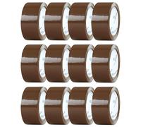 DECO EXPRESS Packing Tape Rolls Multipack Strong Brown Clear Heavy Duty Fragile Moving Essentials for Packing Boxes Moving House (Brown 12 Rolls)