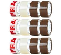 DECO EXPRESS Packing Tape Rolls Multipack Strong Brown Clear Heavy Duty Fragile Moving Essentials for Packing Boxes Moving House (Mix 48 Roll)