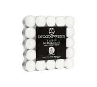 Deco Express Unscented White Colour Tealight Candle 4 Hours Pack of 50 Deco Express White