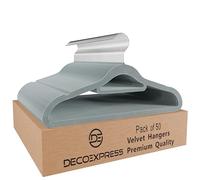 Deco Express Velvet Hangers, Space Saving Non Slip Coat Hangers for Clothes Multipack (Grey, 50 Pack)