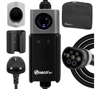 Deco Ghost Ev Charger, 3.5Kw/13A Wallbox, Super Fast Ev Charger, 7.6M Cable Type 2, Indoor/outdoor, Black Ev Charger