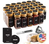 Deco haus Spice Jars Square Set with Spice Labels (Set of 36)