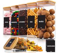 Deco Haus® Storage Jars Set - Square, 1.6L - Minimalist Modern - Airtight, Stackable, Lightweight, Durable - Glass Storage Jars with Lid - 6 Count