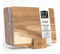 Deco haus Wooden Breakfast Boards, Set of 6 [1.5 cm Thickness], Small Chopping Board, Wood, 23 x 17.5 cm, Kitchen Antibacterial Wooden Board, Snack Board Set Kitchen