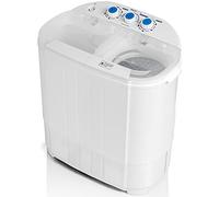 Deco Home - Compact washing machine with double tub for washing and drying by spin, portable, integrated gravity drainage system, wash cycles with agitation, use less soap and water, to
