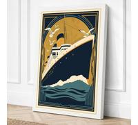 Deco Liner at Sea Art Deco Canvas Wall Art Print 18x12 Inch