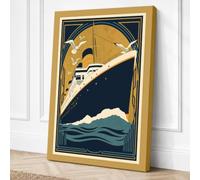 Deco Liner at Sea Art Deco Canvas Wall Art Print 30x20 Inch