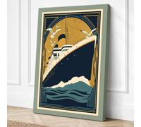 Deco Liner at Sea Art Deco Canvas Wall Art Print 30x20 Inch