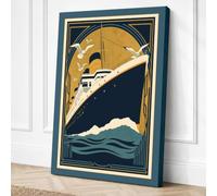 Deco Liner at Sea Art Deco Canvas Wall Art Print 30x20 Inch