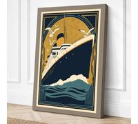 Deco Liner at Sea Art Deco Canvas Wall Art Print 30x20 Inch