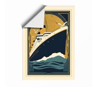 Deco Liner at Sea Art Deco Unframed Wall Art Print A2 (59.4×42cm), Wall Decor for Living Room, Bedroom, Office & Home, Art Gift