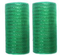 Deco Mesh Ribbon 2 Rolls - Green Mesh Ribbon for Christmas Wreaths Tree Decorations Garland Holiday Crafts/ 6x30 Feet