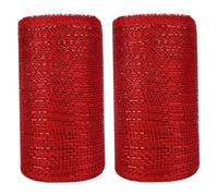 Deco Mesh Ribbon 2 Rolls - Red Mesh Ribbon for Christmas Wreaths Tree Decorations Garland Holiday Crafts/ 6x30 Feet