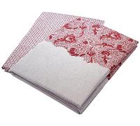 Deco Mex BURGONUOVO 300TC 100% Cotton Sateen Bedding Set 4 Pieces Beige Red