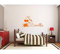 Deco-online Personalized Art Deco Minnie Mouse Wall Sticker with Child's Name, Matte Vinyl, Orange, Letter Print, Single Use, Irregular Shape, Disney Character, Outdoor Usage