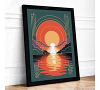 Deco Sunset Gateway Art Deco Framed Wall Art Print A3 (42×29.7cm) Black, Wall Decor for Living Room, Bedroom, Office & Home, Ready to Hang, Art Gift