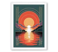 Deco Sunset Gateway Art Deco Framed Wall Art Print A3 (42×29.7cm) White, Wall Decor for Living Room, Bedroom, Office & Home, Ready to Hang, Art Gift