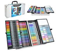 Deco Time Colouring and Drawing Art Set - 112 Piece Creative Artist Gifts for Adults & Kids - Includes Alcohol Markers, Coloured Pencils, Acrylic & Watercolour Paint, Brushes, Palette & Pastels