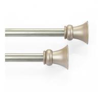 Deco Window 2 Pack Adjustable Curtain Pole 71 to 122 cm Extendable 28 to 48 Inch Drapery Rod for Windows with Egyption Round Finials & Bracket Set (Nickel,16mm Diameter)