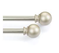 Deco Window 2 Pack Adjustable Curtain Pole 71 to 122 cm Extendable 28 to 48 Inch Drapery Rod for Windows with Decorative Finials & Bracket Set (Nickel, 16mm Diameter)