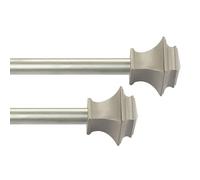 Deco Window 2 Pack Adjustable Curtain Pole 71 to 122 cm Extendable 28 to 48 Inch Drapery Rod for Windows with Square Finials & Bracket Set (Nickel, 16mm Diameter)