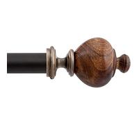Deco Window 25/22 MM Adjustable 91 cm to 168 cm Brown Curtain Pole/Rod for Windows & Door Curtains with Wooden Finials & Brackets Set