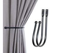 Deco Window Curtain Holdbacks 2 pcs Curtains Holder Wall Mounted Drapery Tiebacks Window Hook for Home Decor Matte Black
