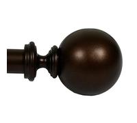 Deco Window Curtain Pole for windows 46 to 112 cm Adjustable 25mm Extendable Drapery Rod with Ball with Acrylic Bush Finials (Brown,1 Pc)